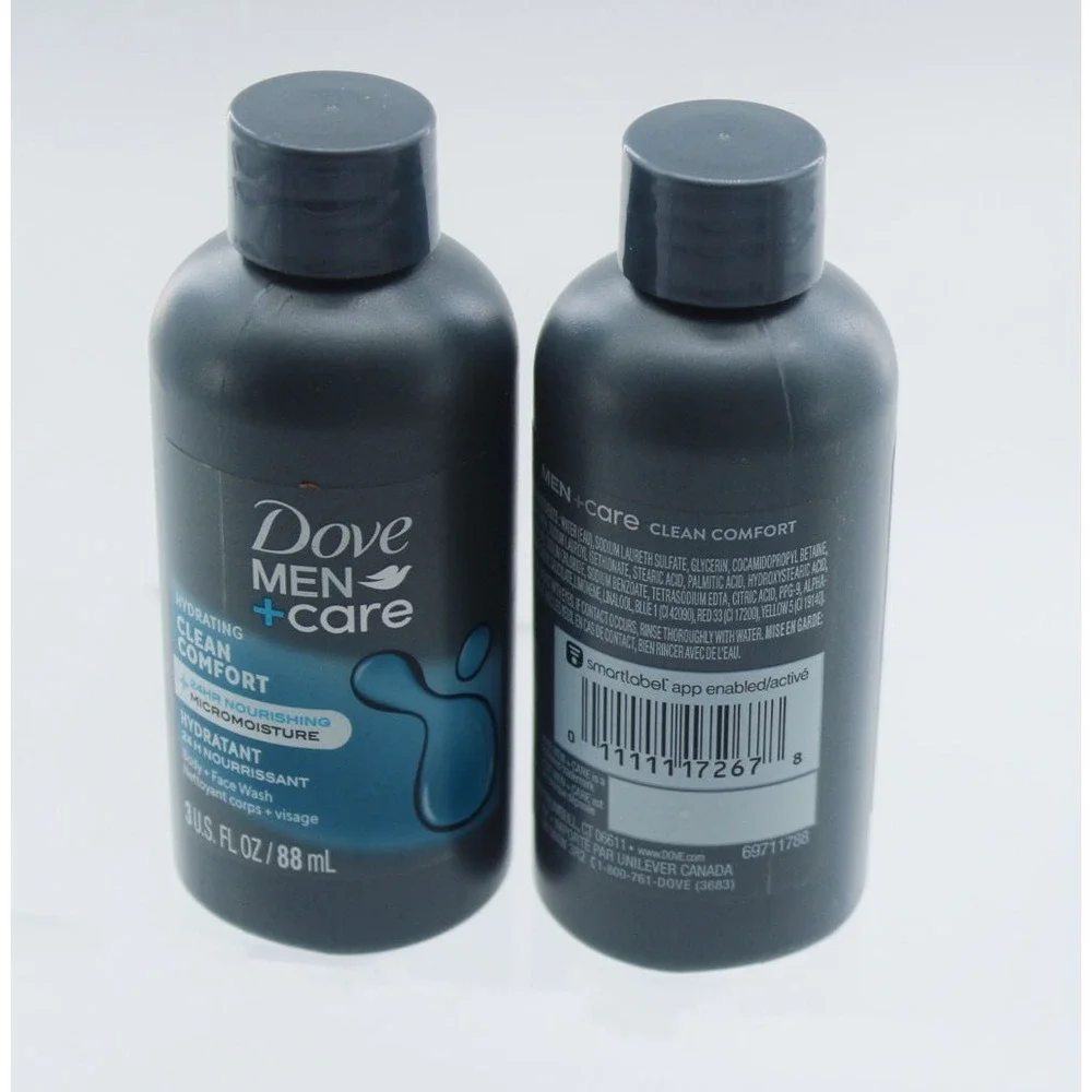 Dove Men+Care Clean Comfort Body Face Wash 3oz Travel Size Lot of 2